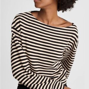 Madewell boatneck drop shoulder stripe top